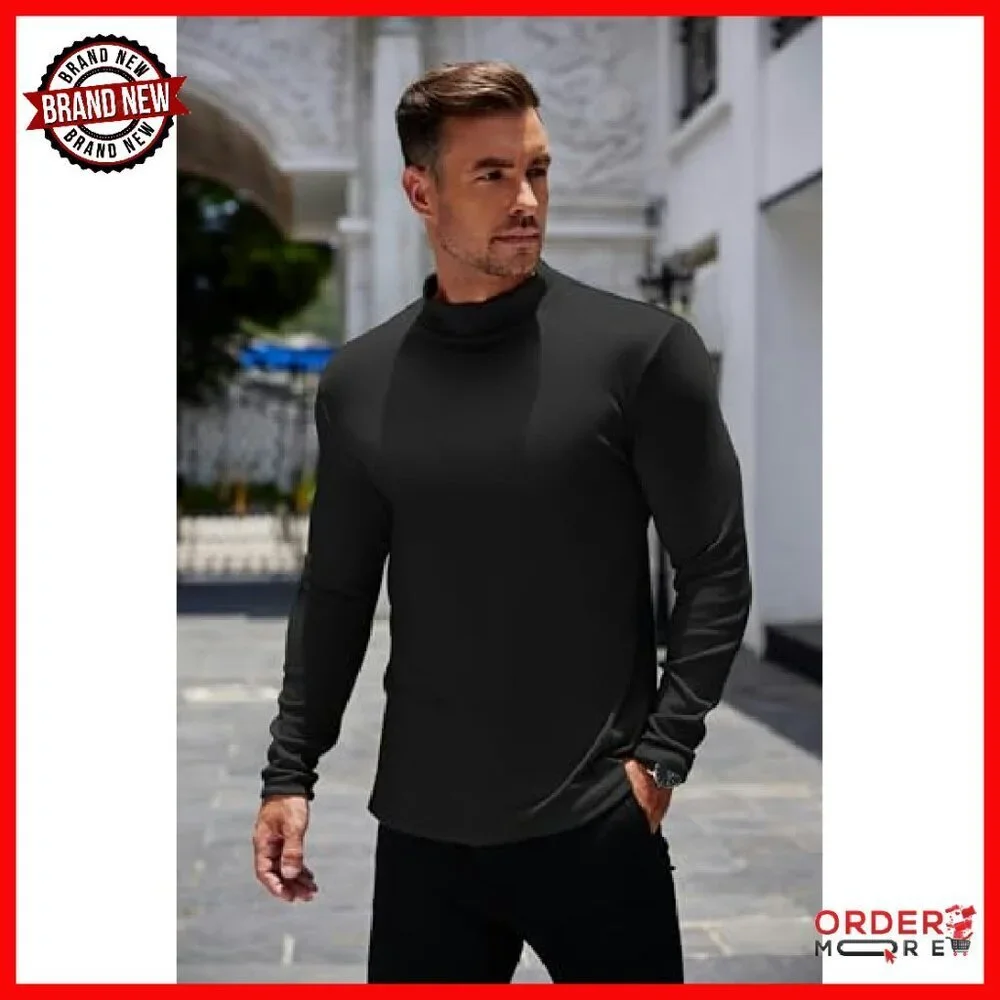 Men's Slim Fit Mock Turtleneck Thermal Pullover Sweater Long Sleeve